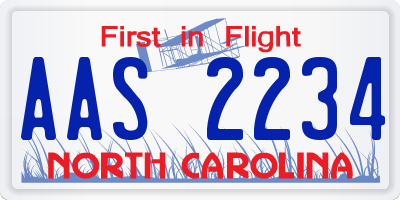 NC license plate AAS2234