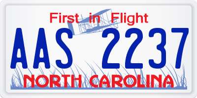 NC license plate AAS2237