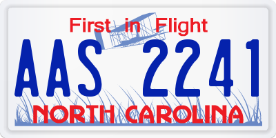 NC license plate AAS2241