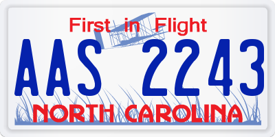 NC license plate AAS2243