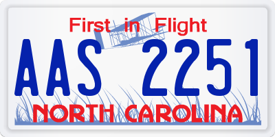 NC license plate AAS2251