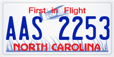 NC license plate AAS2253
