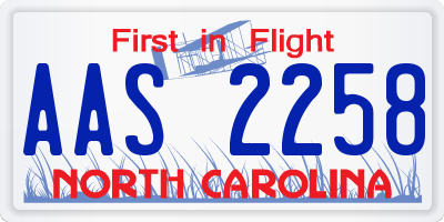 NC license plate AAS2258