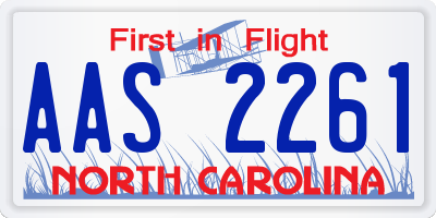 NC license plate AAS2261