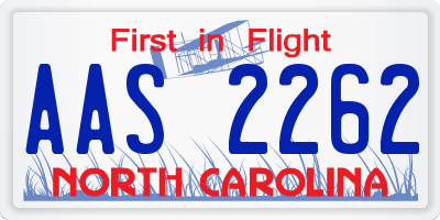 NC license plate AAS2262