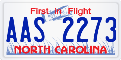 NC license plate AAS2273
