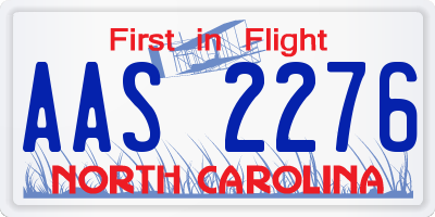 NC license plate AAS2276