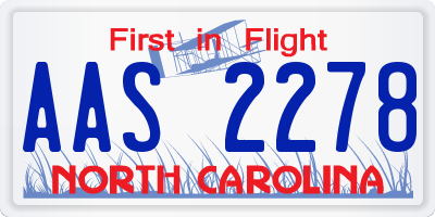 NC license plate AAS2278