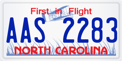 NC license plate AAS2283