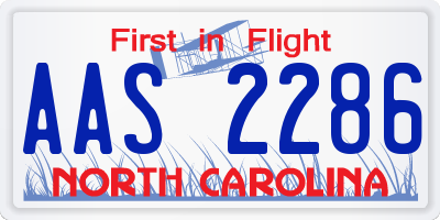 NC license plate AAS2286