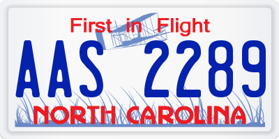 NC license plate AAS2289
