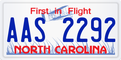 NC license plate AAS2292