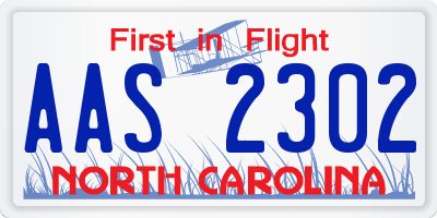 NC license plate AAS2302