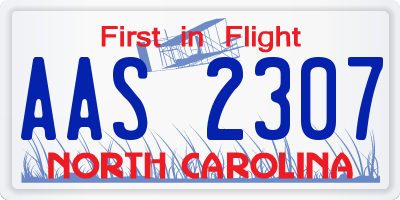 NC license plate AAS2307
