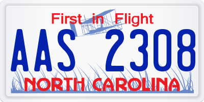 NC license plate AAS2308