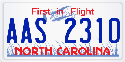 NC license plate AAS2310