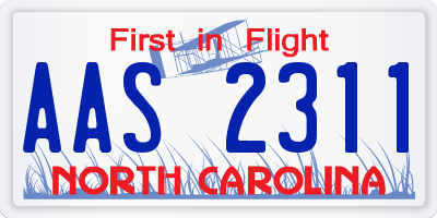 NC license plate AAS2311