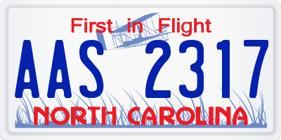 NC license plate AAS2317