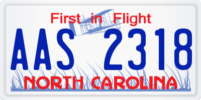 NC license plate AAS2318