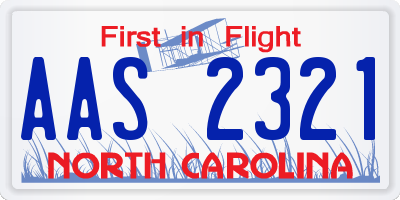 NC license plate AAS2321