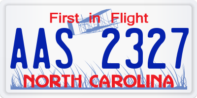 NC license plate AAS2327