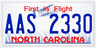 NC license plate AAS2330