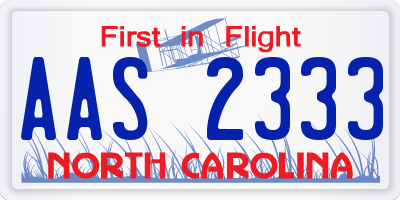 NC license plate AAS2333