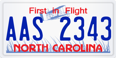 NC license plate AAS2343