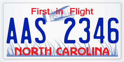 NC license plate AAS2346