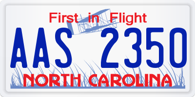 NC license plate AAS2350