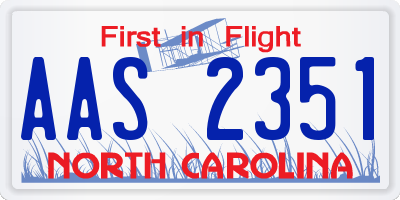 NC license plate AAS2351