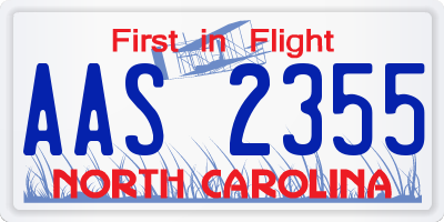 NC license plate AAS2355