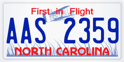 NC license plate AAS2359