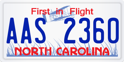 NC license plate AAS2360