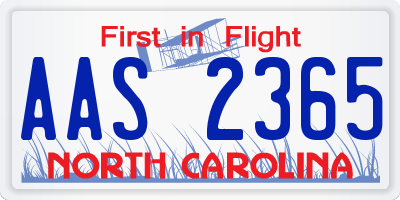 NC license plate AAS2365
