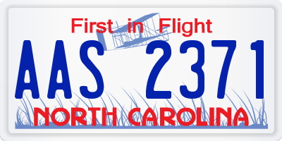 NC license plate AAS2371