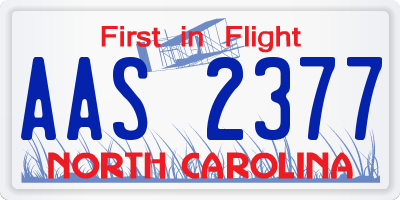 NC license plate AAS2377