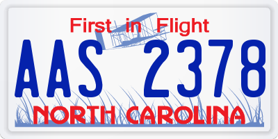 NC license plate AAS2378