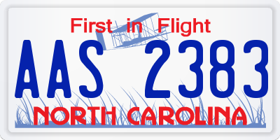 NC license plate AAS2383