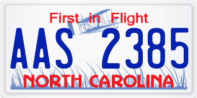 NC license plate AAS2385