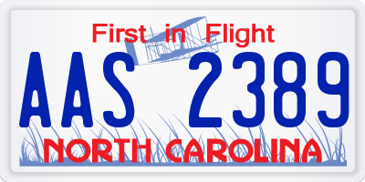 NC license plate AAS2389