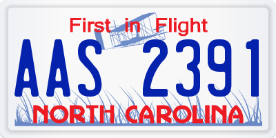 NC license plate AAS2391