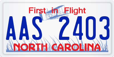 NC license plate AAS2403