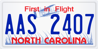 NC license plate AAS2407