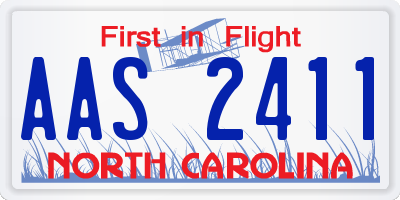 NC license plate AAS2411