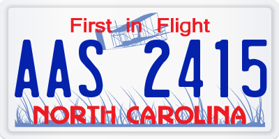 NC license plate AAS2415