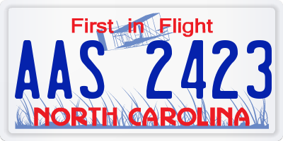 NC license plate AAS2423