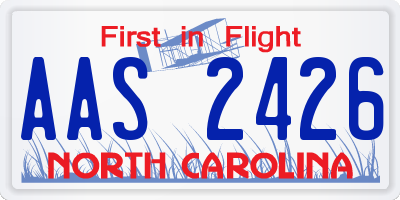 NC license plate AAS2426