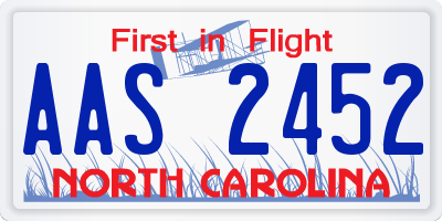 NC license plate AAS2452