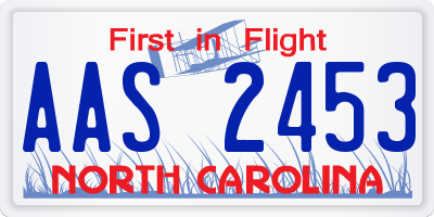 NC license plate AAS2453